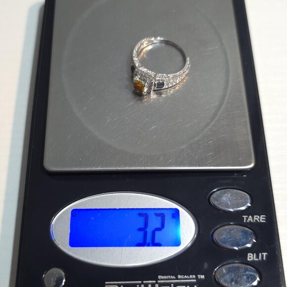 Size 6.25 Sterling Silver Square Opal With Cubic Zirconia Accents Ring A1508 - Picture 9 of 9